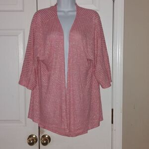 LulaRoe kimono open front cardigan coverup pale rose color blend with white Sz S